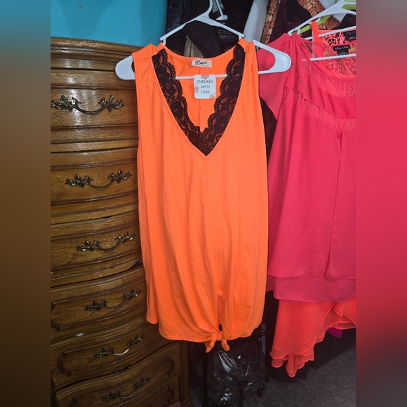 NWT BLUMIN APPAREL 3X NEON ORANGE TANK - Picture 1 of 4